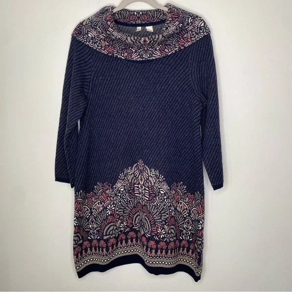 Anthropologie Moth Imperial Garden Cowl Neck Tunic/Dress Sweater L - Picture 2 of 15